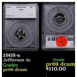 1968-s Proof Jefferson Nickel 5c pr69 dcam SEGS