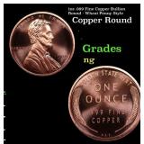 1oz .999 Fine Copper Bullion Round - Wheat Penny S