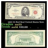 1963 $5 Red Seal United States Note Grades Choice