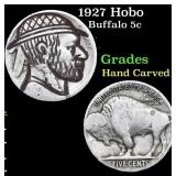 1927 Hobo Buffalo Nickel 5c Grades Hand Carved