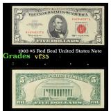 1963 $5 Red Seal United States Note Grades vf++