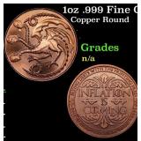 1oz .999 Fine Copper Bullion Round - Inflation Is