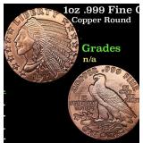 1oz .999 Fine Copper Bullion Round - Incuse Indian