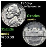 1956-p Jefferson Nickel 5c Grades GEM++ Unc