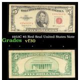 1953C $5 Red Seal United States Note Grades vf++