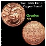 1oz .999 Fine Copper Bullion Round - Inflation Is