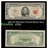 1963 $5 Red Seal United States Note Grades vf++