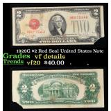 1928G $2 Red Seal United States Note Grades vf det