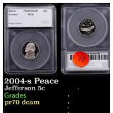 2004-s Peace Proof Jefferson Nickel 5c pr70 dcam S