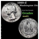 1989-d Washington Quarter 25c Grades GEM Unc
