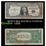 1957B $1 Blue Seal Silver Certificate Grades vf++