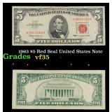 1963 $5 Red Seal United States Note Grades vf++