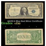 1957B $1 Blue Seal Silver Certificate Grades vf++
