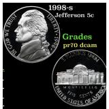 1998-s Proof Jefferson Nickel 5c Grades GEM++ Proo