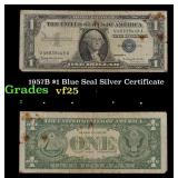 1957B $1 Blue Seal Silver Certificate Grades vf+