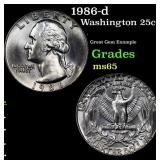 1986-d Washington Quarter 25c Grades GEM Unc