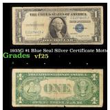 1935G $1 Blue Seal Silver Certificate Grades vf+ M