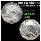 2014-p Shenandoah Washington Quarter 25c Grades GE