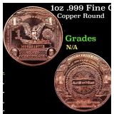 1oz .999 Fine Copper Bullion Round - Dollar Silver