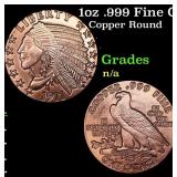 1oz .999 Fine Copper Bullion Round - Incuse Indian