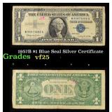 1957B $1 Blue Seal Silver Certificate Grades vf+