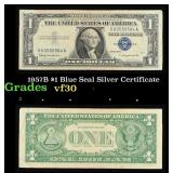 1957B $1 Blue Seal Silver Certificate Grades vf++