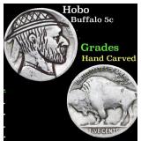 Hobo Buffalo Nickel 5c Grades Hand Carved