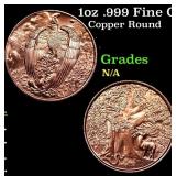 1oz .999 Fine Copper Bullion Round - Eagle and For