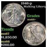 1946-p Walking Liberty Half Dollar 50c Grades GEM+