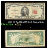 1963 $5 Red Seal United States Note Grades vf++