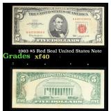 1963 $5 Red Seal United States Note Grades xf