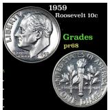 1959 Proof Roosevelt Dime 10c Grades GEM++ Proof