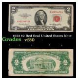 1953 $2 Red Seal United States Note Grades vf++