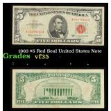 1963 $5 Red Seal United States Note Grades vf++
