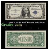1957 $1 Blue Seal Silver Certificate Grades Gem CU