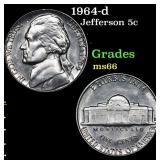 1964-d Jefferson Nickel 5c Grades GEM+ Unc