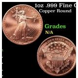 1oz .999 Fine Copper Bullion Round - Walking Liber