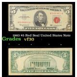 1963 $5 Red Seal United States Note Grades vf++
