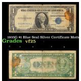 1935G $1 Blue Seal Silver Certificate Grades vf+ M