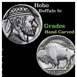 Hobo Buffalo Nickel 5c Grades Hand Carved