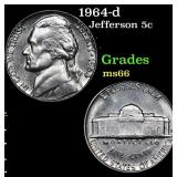 1964-d Jefferson Nickel 5c Grades GEM+ Unc
