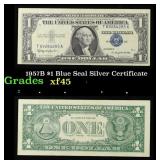 1957B $1 Blue Seal Silver Certificate Grades xf+