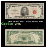 1963 $5 Red Seal United States Note Grades vf++
