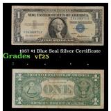 1957 $1 Blue Seal Silver Certificate Grades vf+
