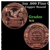 1oz .999 Fine Copper Bullion Round - Dollar Silver