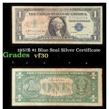 1957B $1 Blue Seal Silver Certificate Grades vf++