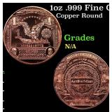 1oz .999 Fine Copper Bullion Round - Dollar Silver