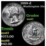 1989-d Washington Quarter 25c Grades GEM++ Unc