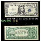 1957B $1 Blue Seal Silver Certificate Grades xf