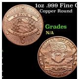 1oz .999 Fine Copper Bullion Round - Back the Blue